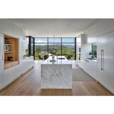 3D Customized High Gloss White Flat Panel Cheap Modular Design Modern Kitchen Cabinets