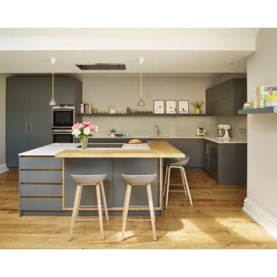 Modern 2 PAC Matte Grey Finish Lacquer Painting Kitchen Cabinets with Pantry Baskets