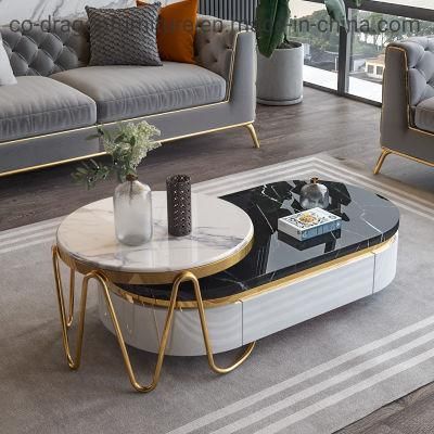 European Style Luxury Wooden Coffee Table Group for Home Furniture