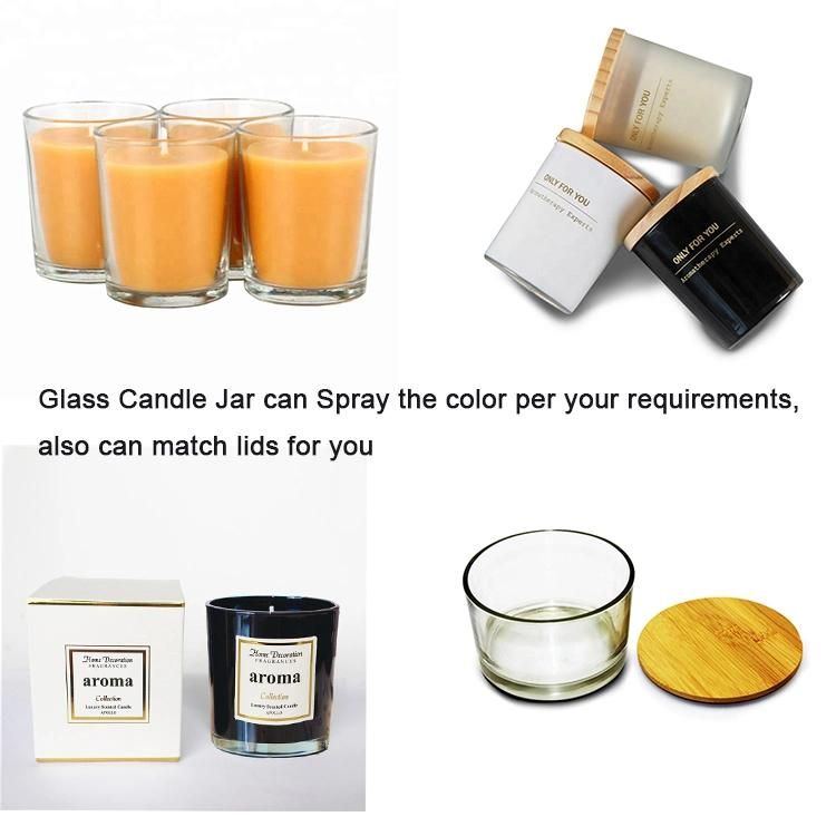 Eco-Friendly Elegant Square Clear Cheap Glass Candle Holder Jar with Wooden Rack for Home Decoration