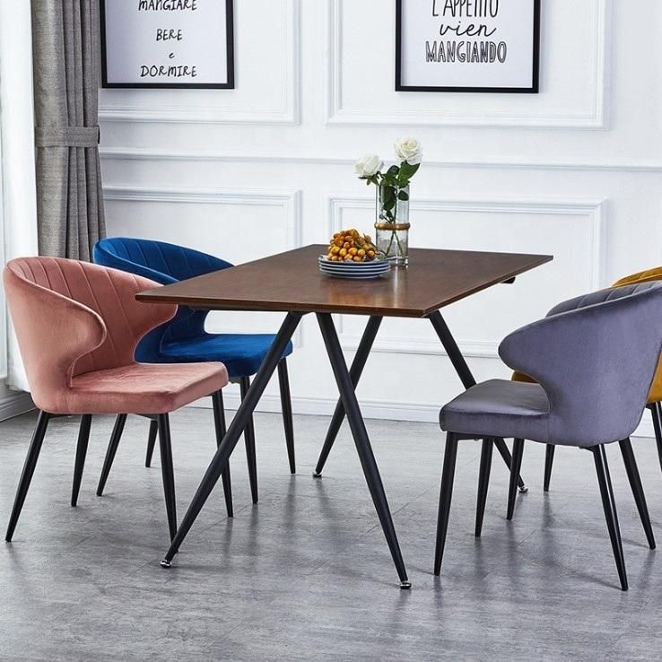 European Modern Restaurant Party Soft Fabric Dining Room Furniture Velvet Dining Chair
