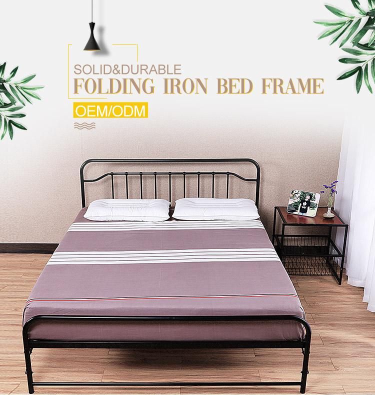 Popular Design Folding Bed Bedroom Furniture Metal Bed Double Bed