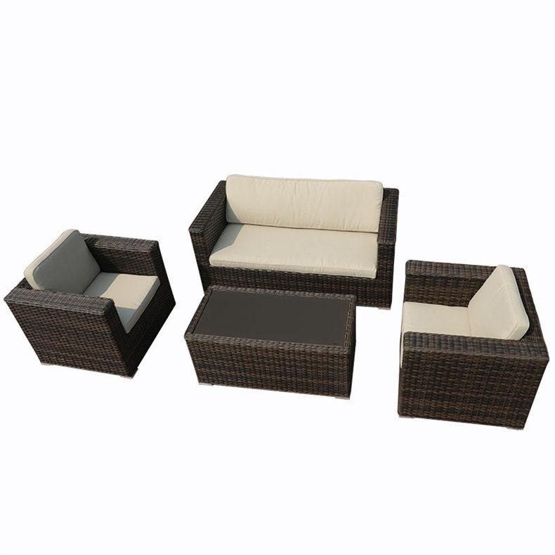 4PCS Outdoor Comfortable PE Wicker Chair Garden Poly Rattan Sofa Set Furniture