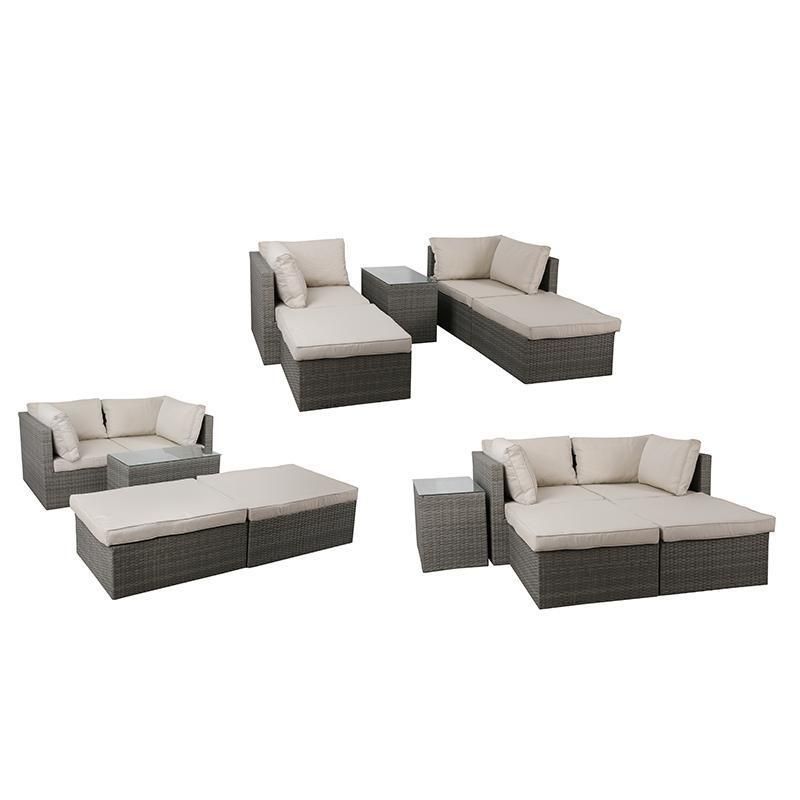 Outdoor Sectional Wicker Patio Furniture Conversation Set with Cushions and Coffee Table