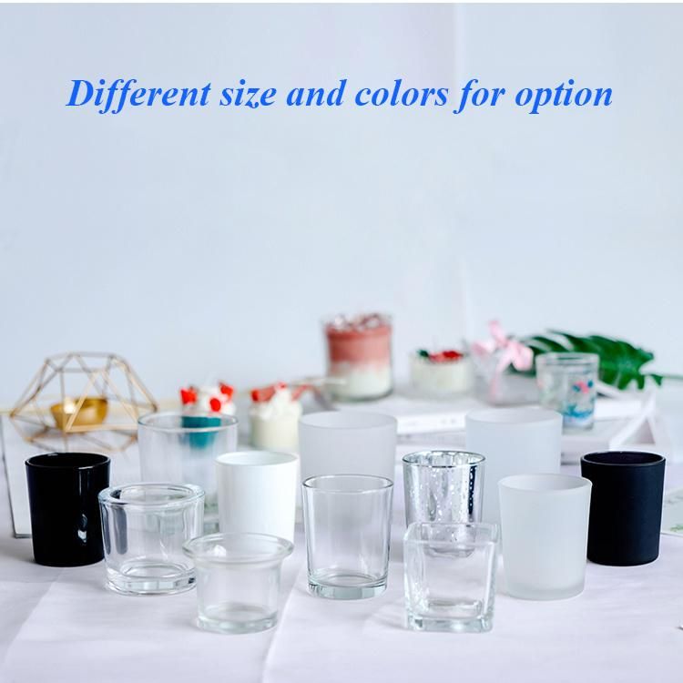 Various Color Matte Black Frosted Empty Candle Container Glass Jar Holder with Wood Lid