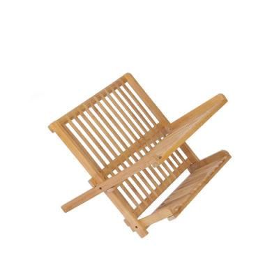 Awesome 2 Tier Natural Bamboo Folding Dish Plate Drying Rack with Drainboard