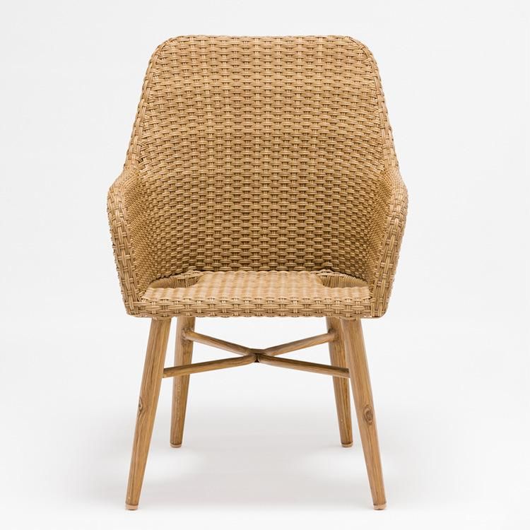 Rattan Chair with Bamboo Aluminum Frame Bistro French Wicker Chair