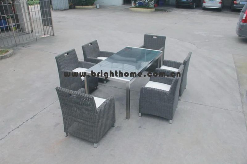 Wicker Dining Table for Outdoor, Indoor with 6 Chairs