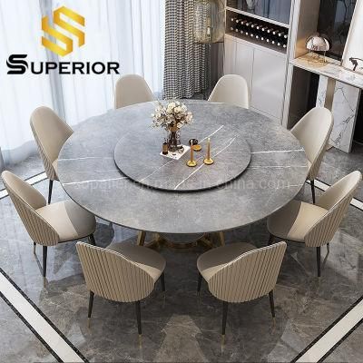 European Furniture Big Round Sintered Stone Dining Tables of Chairs