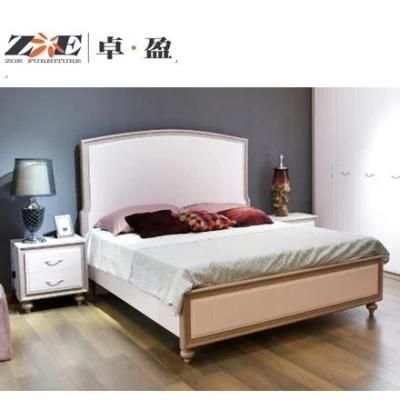 Curving Home Furniture Set Pink Gold Color Chinese Exporting Furniture Bedroom Bed