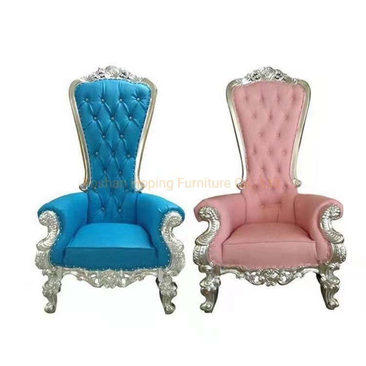 Hotel European Luxury Royal Gold Wooden King Throne Wedding Background Sofa Furniture Competitive Party Diamond Two Seater High Back Leisure Chair