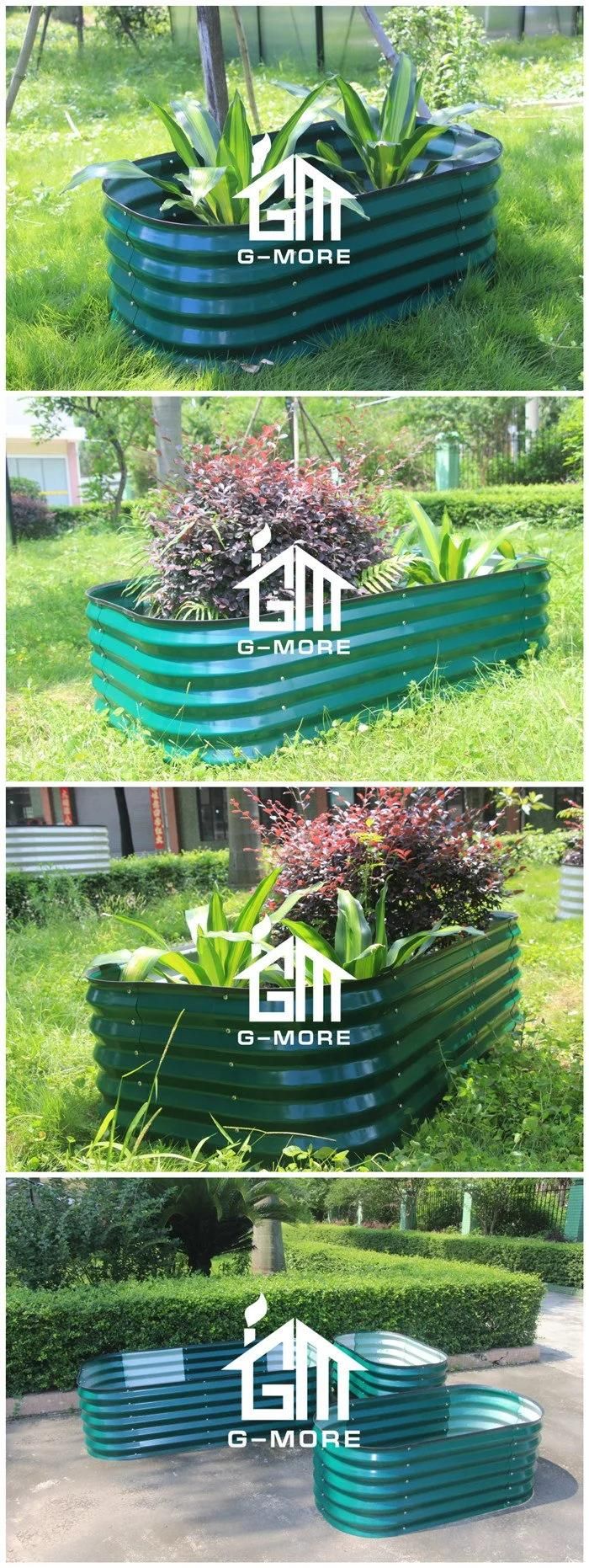 Oval Powder Coated Galvanized Planter for Growing Herbs Flowers Vegetables Raised Garden Beds