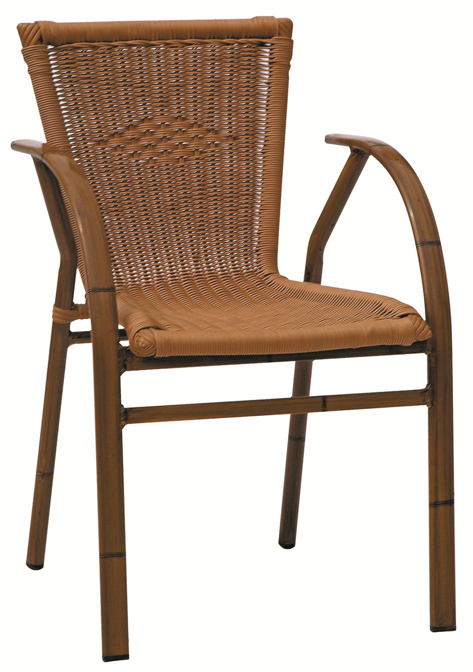 European Market Top Quality Double Tube Armrest Twin Rattan Outdoor Restaurant Chair