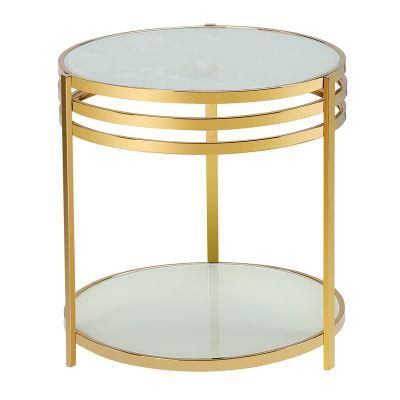 European Style Metal Frame Tempered Round Glass Center Coffee Table