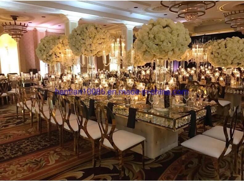 Wholesale Banquet Hotel Furniture Rose Golden Dining Stainless Steel Garden Flower Chairs