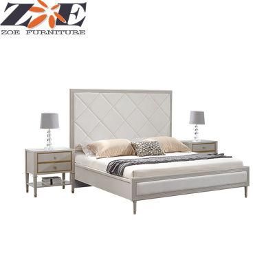 Modern Cream Bedroom Bed with High Headboard