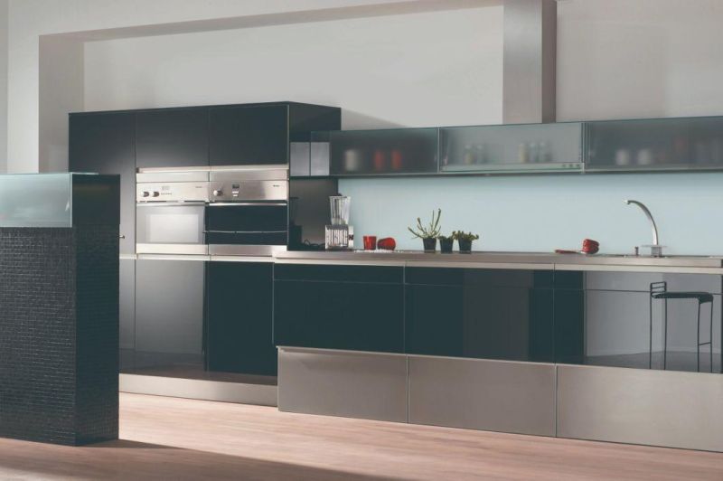 Modern Custom European Style Modular Islands Black Matt Lacquer Laminated Kitchen Furniture