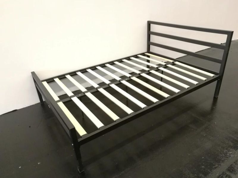 Factory Wholesale European Style Wooden Slats Metal Single Double Queen King Bed