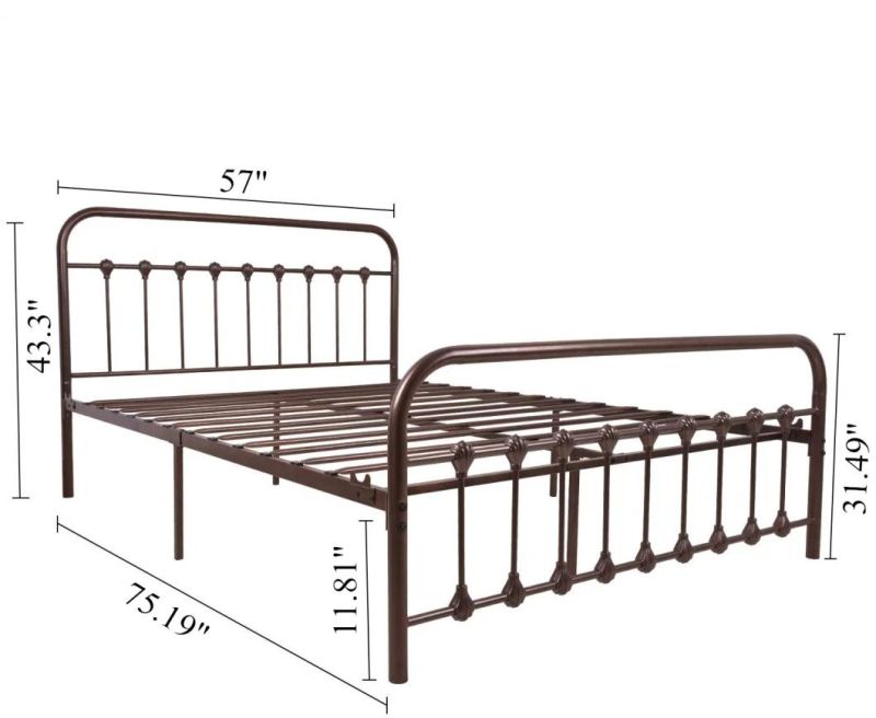Made in China Adults Metal Bedroom Furniture Metal Bed Frame