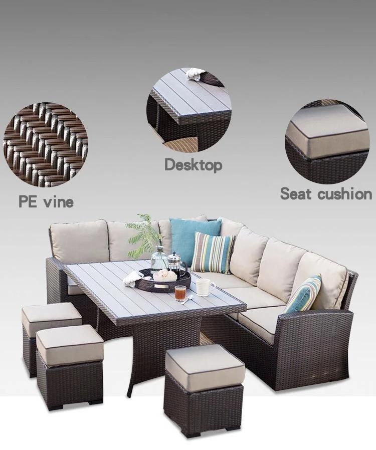 Outdoor Cushioned PE Rattan Wicker Sectional Sofa Set Garden Patio Furniture Set