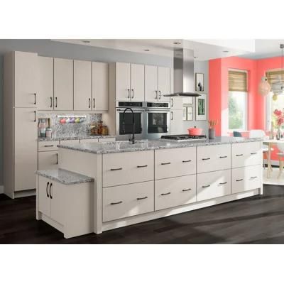 Wood Timber Veneer with Grey Lacquer Kitchen Cabinet Furniture
