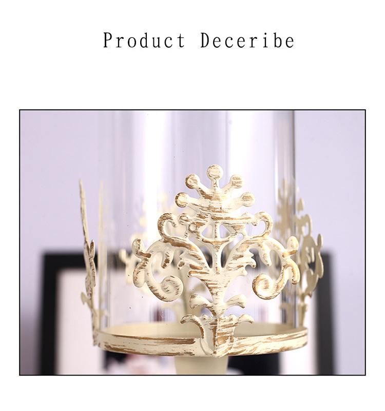 European Retro Wedding Home Decoration Elegant Lace Windshield Metal Candle Holder