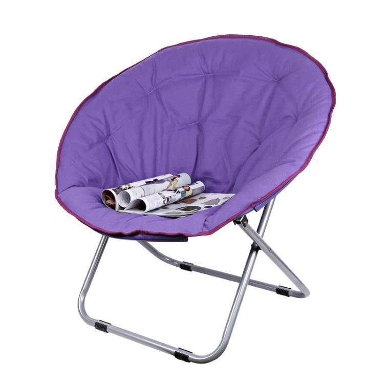 Folding Large Size Round Moon Saucer Camping Chair with Steel Frame Oxford Cloth Padded Seat Portable Moon Chair Multiple Colors