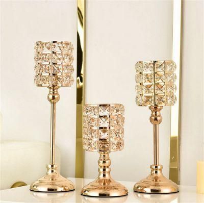 European Wedding Candlestick Ornaments Modern Dining Table Decoration Gold Crystal Candlestick Decoration