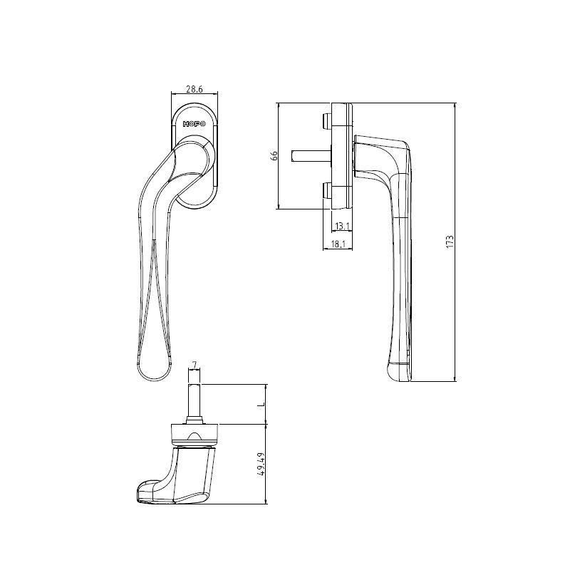 New Product Anodized Bronze Square Spindle Handle for Villa