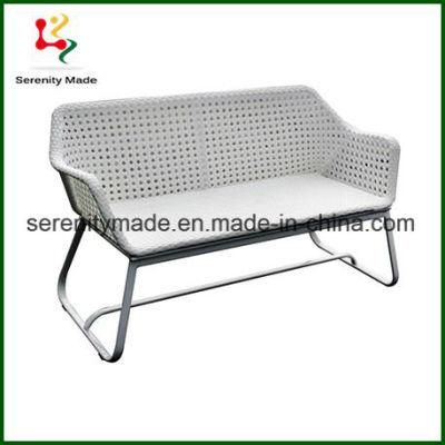 MID-Century White Wicker Rattan Sofa Chair with Aluminium Legs
