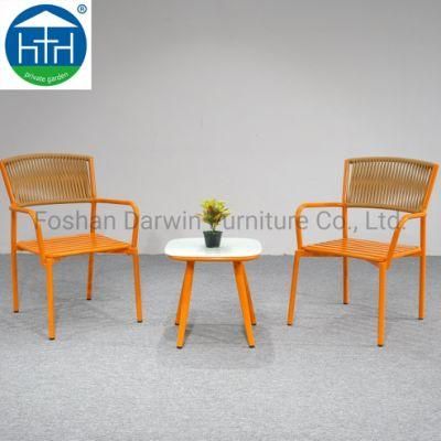 Hotel Garden New Design All Weather Orange Rope Weaving Hotel Cafe Table and Chairs Outdoor Patio Furniture