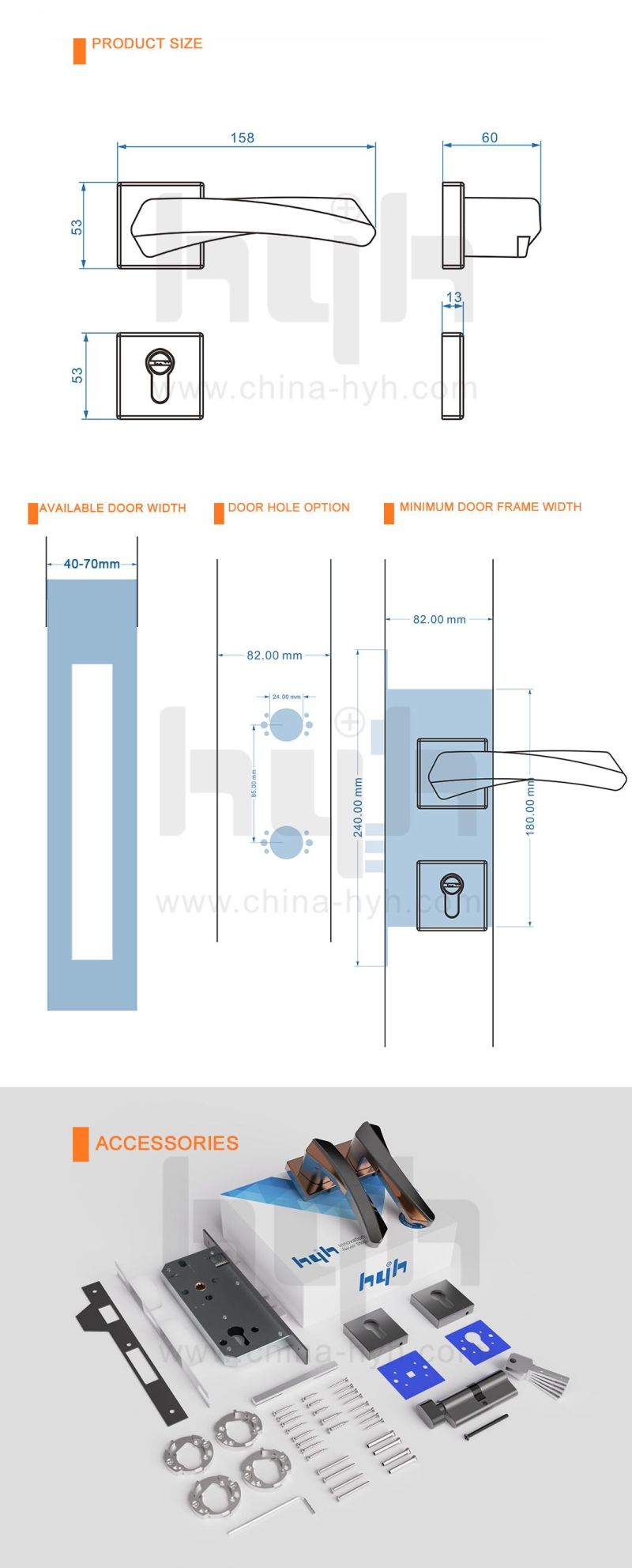 New Design Door Lock on Rose, European Market Rose Handle Lock, Zinc Alloy with Wood Black Door Lock