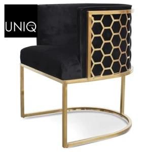 Lounge Chair in Black Velvet Seat - Brushed Gold