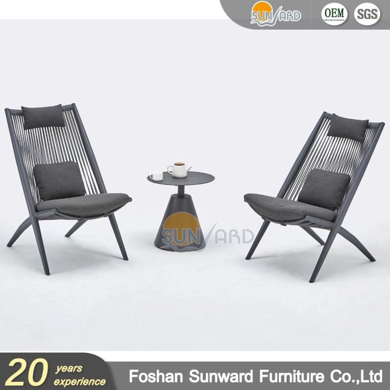 Furniture Outdoor Wooden Garden Chair Aluminum Rope Woven Dining Chairs