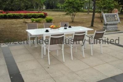 7PCS Rectangular Outdoor Furniture Garden Rattan Table and Chair Set