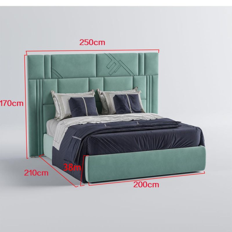 High Quality Hotel Bedroom Furniture Set Modern Home Fabric King Size Bed with Headboard Wall