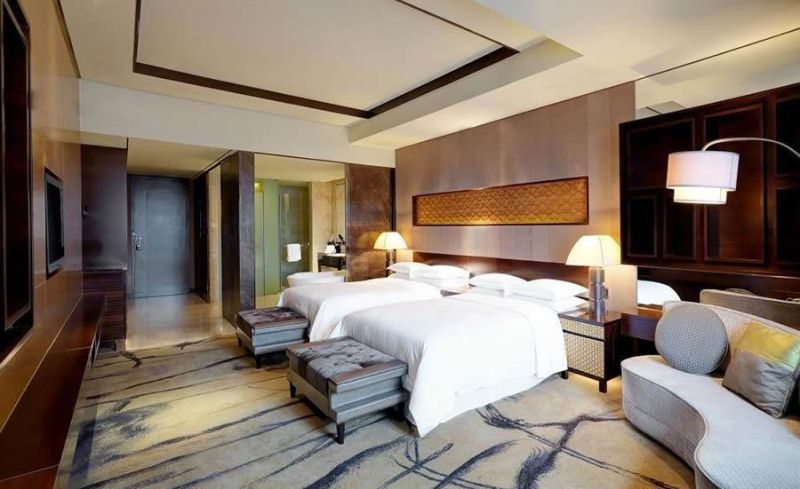 European Style Luxury Classical Teak Wood Hotel Twin Bedroom Furniture