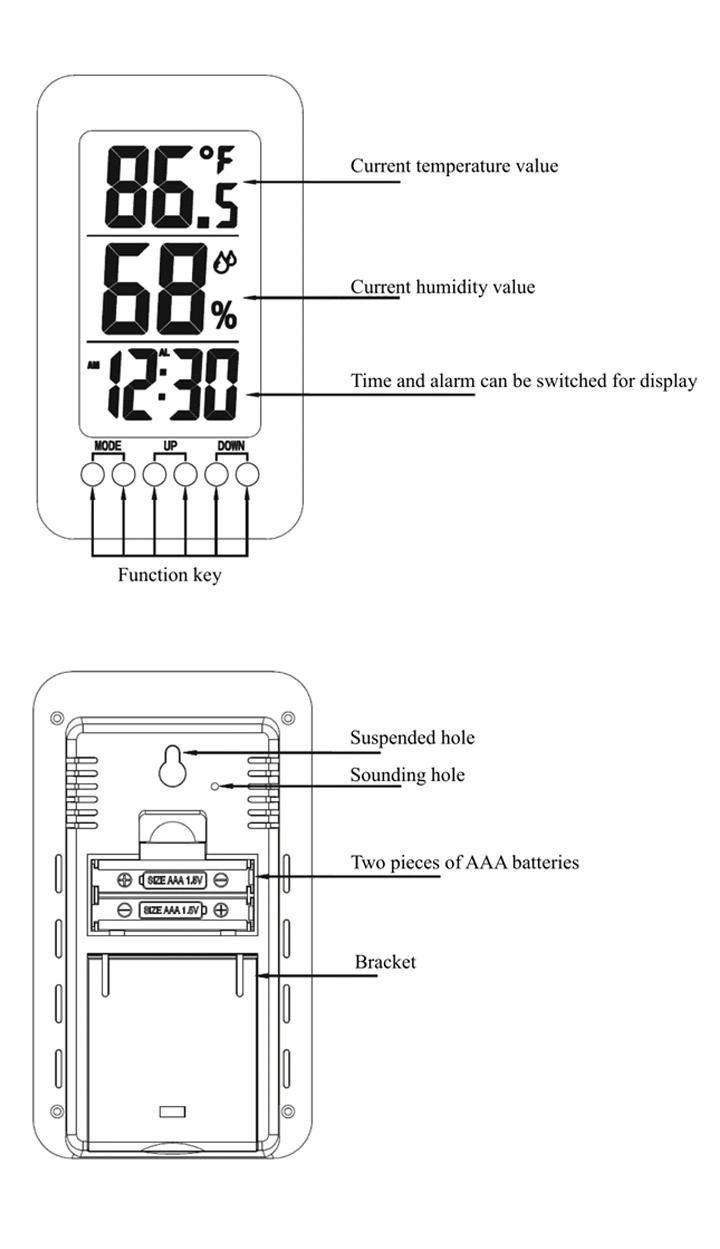 Big LCD Digital Desk Table Alarm Clock with Thermometer Hygrometer