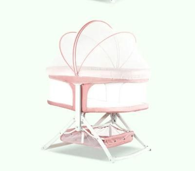 P769 Pink Movable Portable Baby Bed Folding European Cradle Bed