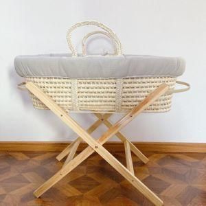 Natural Handmade Corn Husk Moses Basket Baby Bed Crib Basket