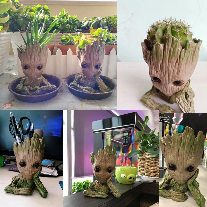 Cute Cartoon Character Creative Flower Pot Baby Groot Living Room Storage Box Home Decorations Kids Pen Holder Flowerpot