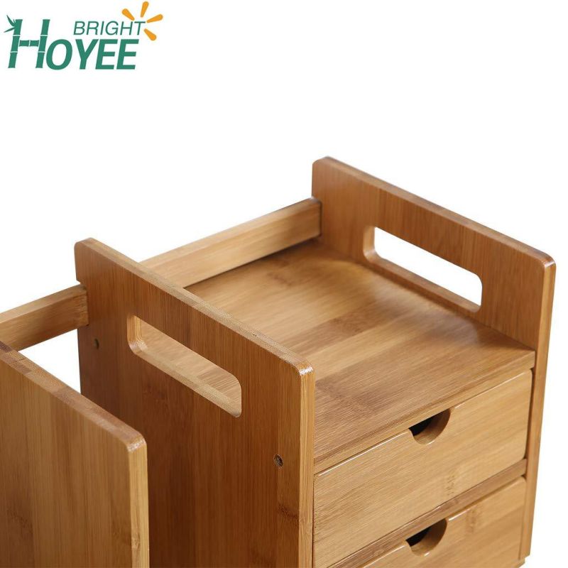 Desktop Tabletop Organic Wooden Filing Organization Bookshelf