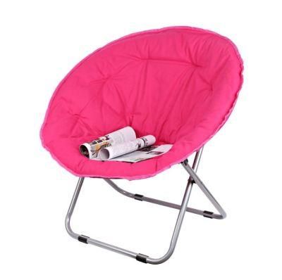 Folding Large Size Round Moon Saucer Camping Chair with Steel Frame Oxford Cloth Padded Seat Portable Moon Chair Multiple Colors