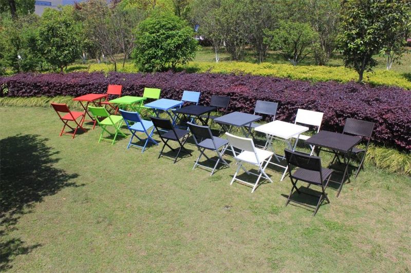 3PCS Plastic Bistro Rattan Design Folding Chair Table Set