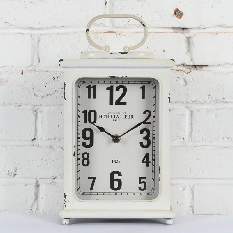 Modern Style Mantel Clock for Living Room, Promotional Desk Clock, Bracket Clock with Handle, Iron Table Clock