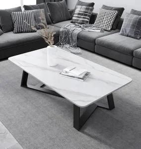 Modern European Style White Marble Coffee Table Black Grey Rectangle Coffee Tables Living Room Furniture