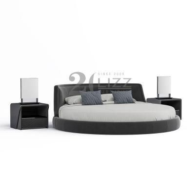 OEM ODM High Class Fabric Home Furniture Modern Luxury Round King Size Bedroom Bed