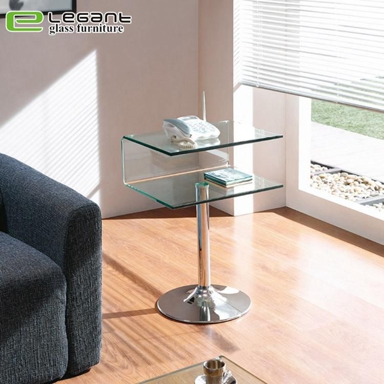 European Style Modern Clear Curved Glass Side Table Design