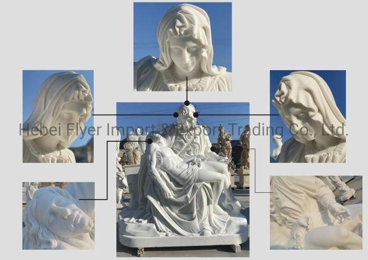 Outdoor Garden Large Natural Stone Hand Carved Marble Planter with Lady Statue