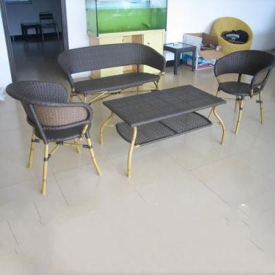 Dark Color Rattan Outdoor Bamboo Look Hand Made Wholesale Coffee Shop Furniture